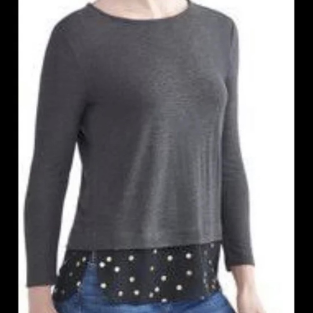 NWOT!  J Crew Mercantile Gray and Navy Blue Top.  Medium